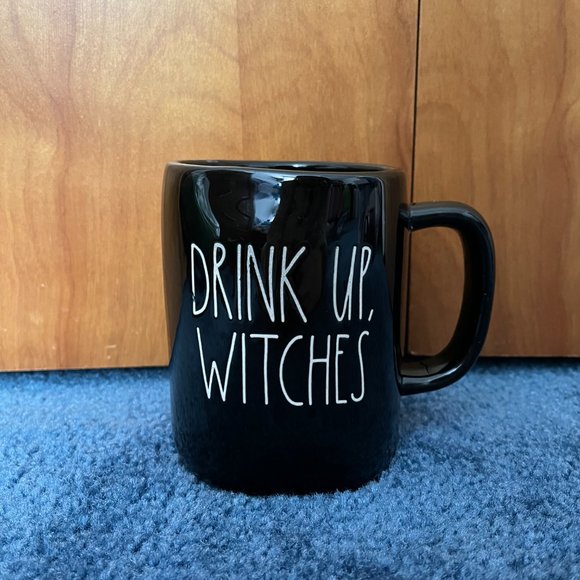 Rae Dunn Drink Up Witches Halloween Tea Mug Cup BLACK Ceramic 16 oz - Picture 1 of 4